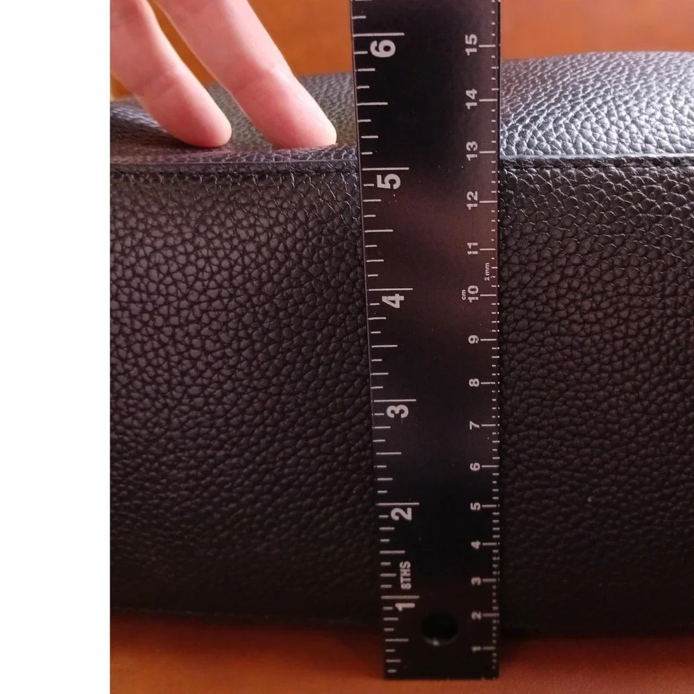 A New Day Black Pebbled Faux Leather‎ Triple Compartment Tote Crossbody Bag